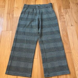 Surkana Houndstooth Patterned Wide Leg High Rise Pull On Pants